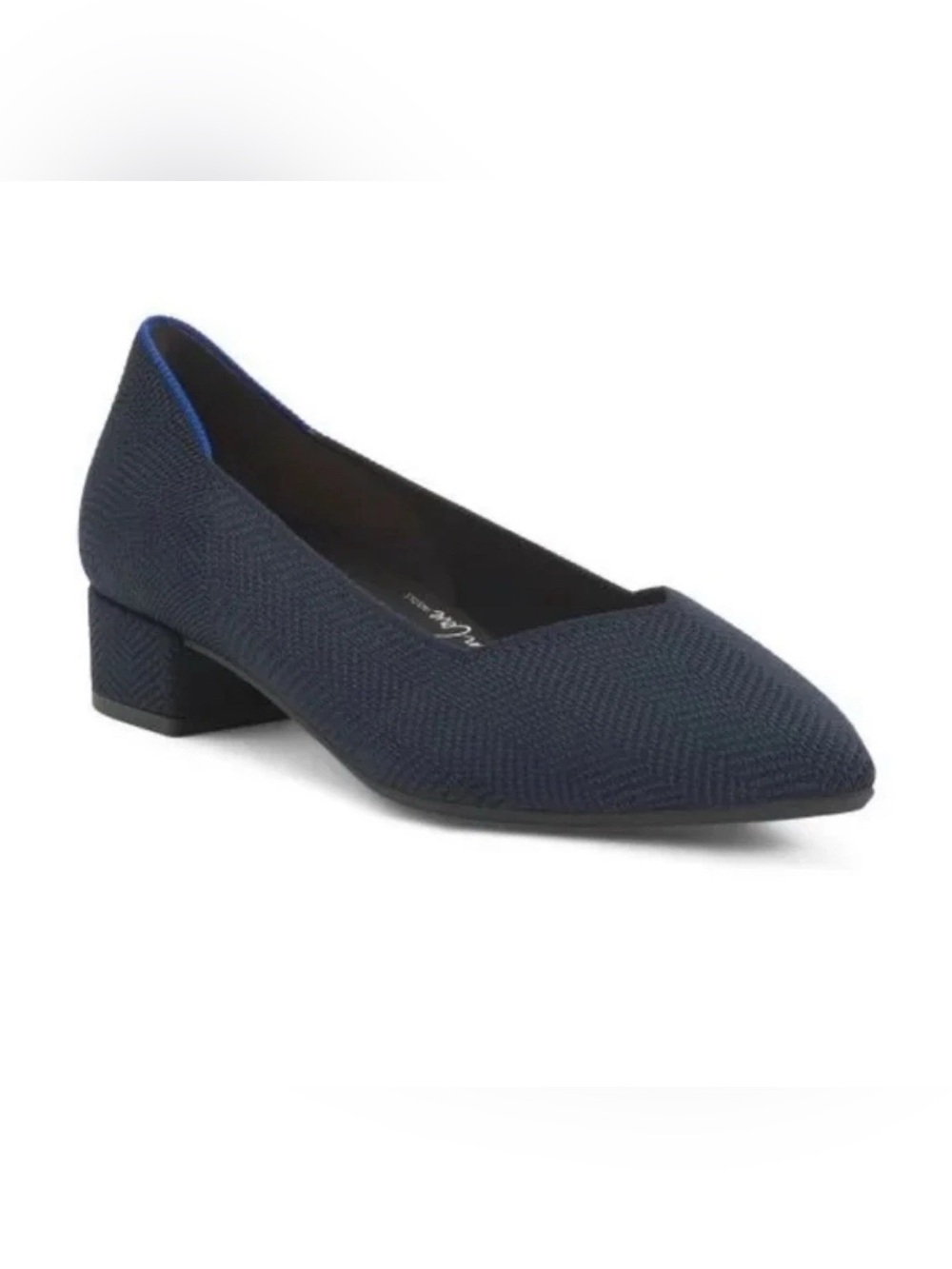 Women’s ROTHY’S The High Point navy blue herringbone block heels- Size 6.5